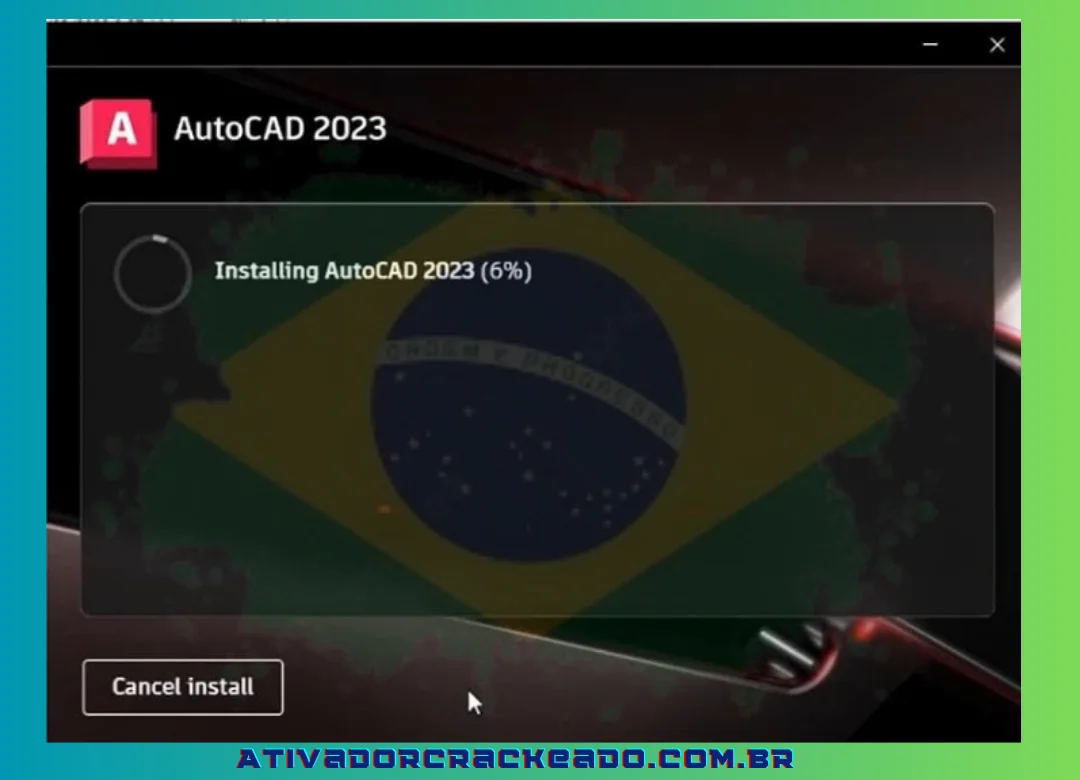 Aguarde o início iminente do procedimento de instalação do AutoCAD 2023.