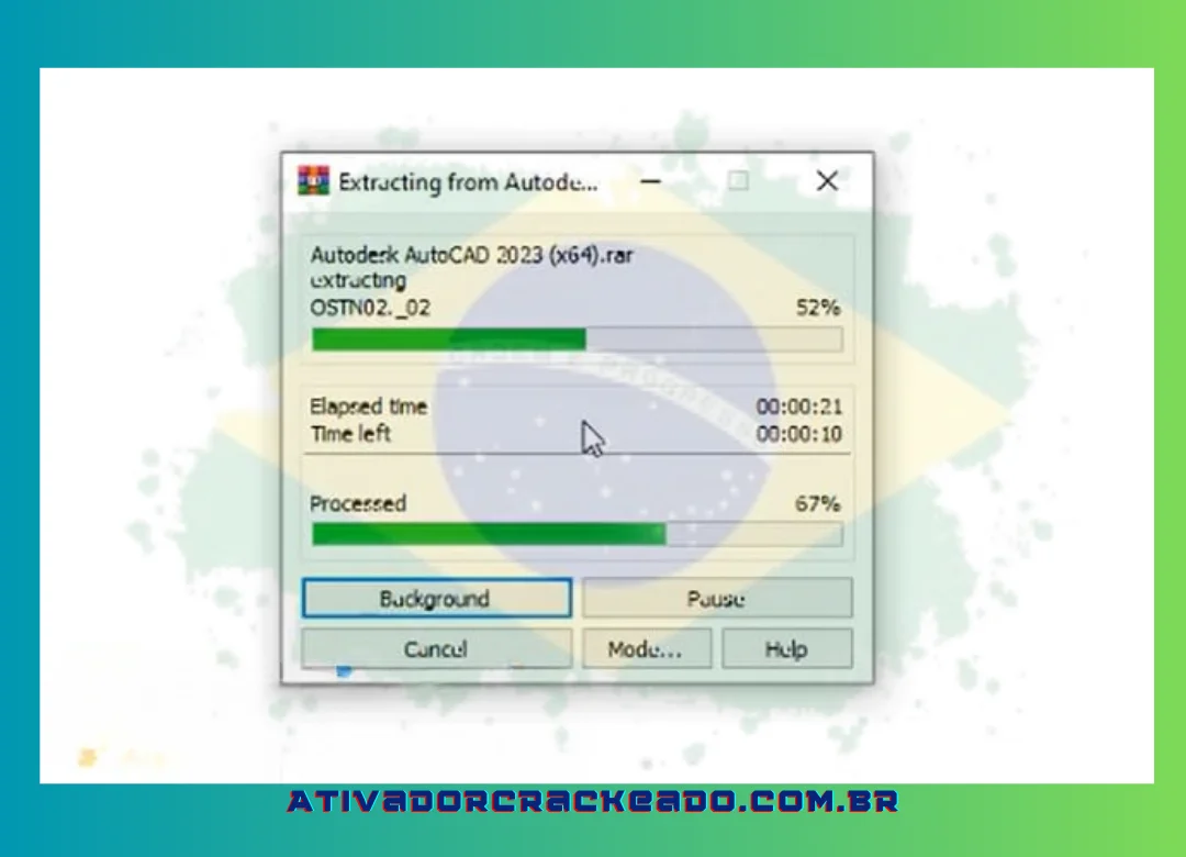 Aguarde o processo de descompactação, que é uma operação demorada devido ao tamanho do arquivo.