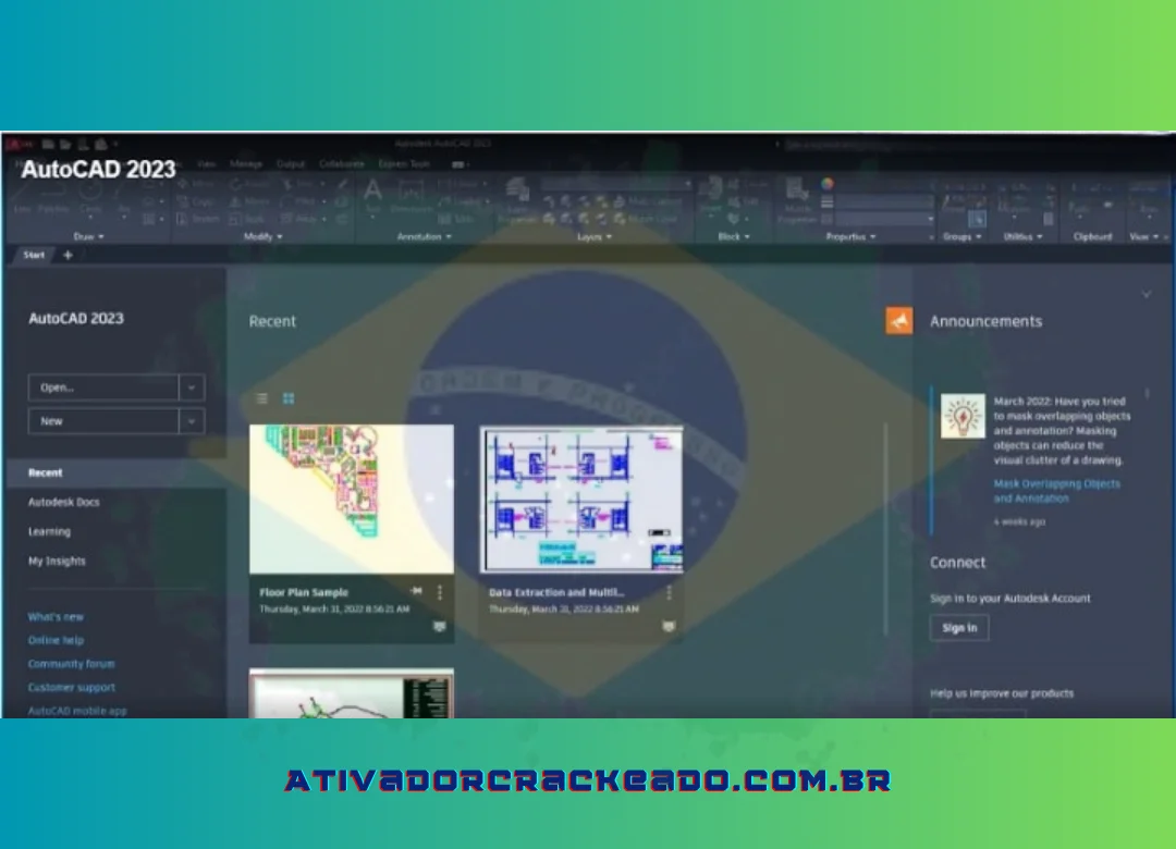 Após a instalação, a interface oficial do AutoCAD 2023 ficará assim; você pode usar o programa