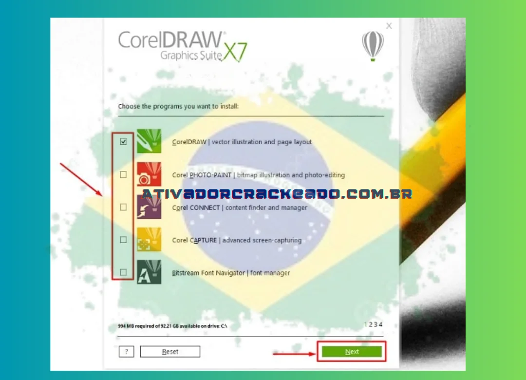 Após escolher a ferramenta Corel Draw X7, clique em Avançar.
