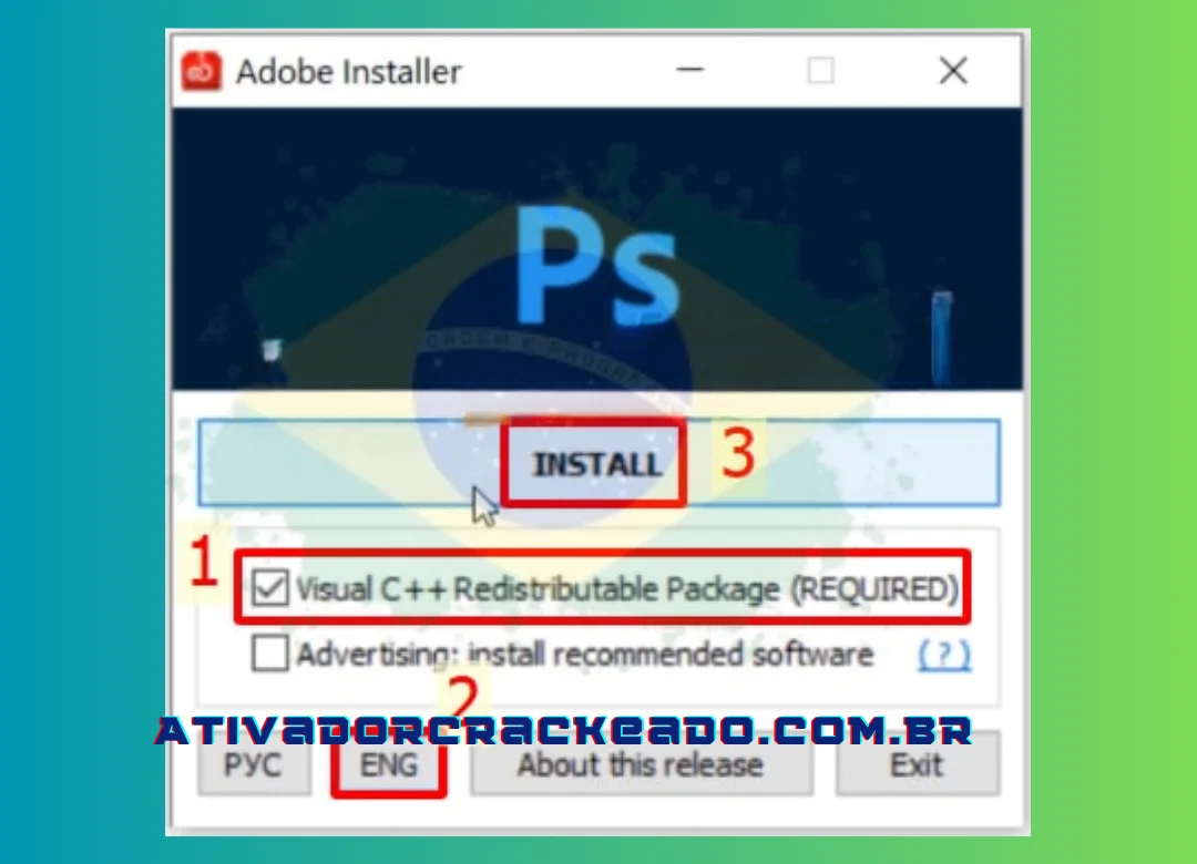 Escolha Visual C++ Reisdistribuível na Etapa 4... e escolha ENG. Para instalar o PTS 2023, selecione INSTALAR.