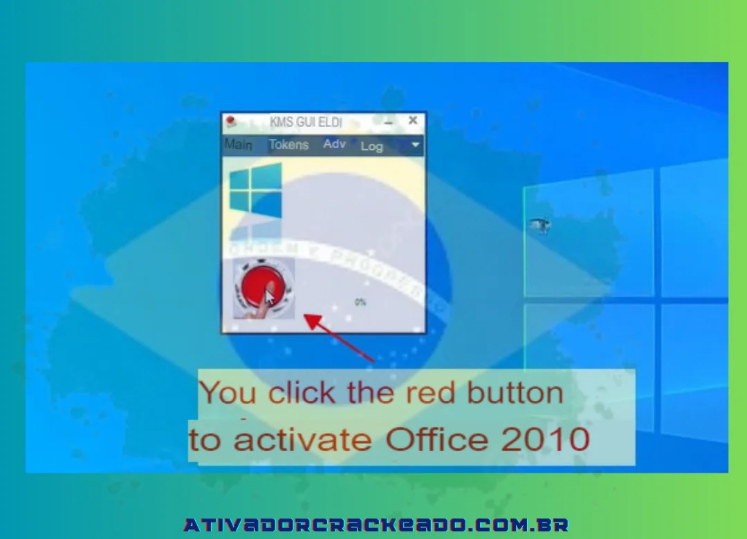 Para ativar permanentemente o Office 2010, clique no botão conforme mostrado abaixo.