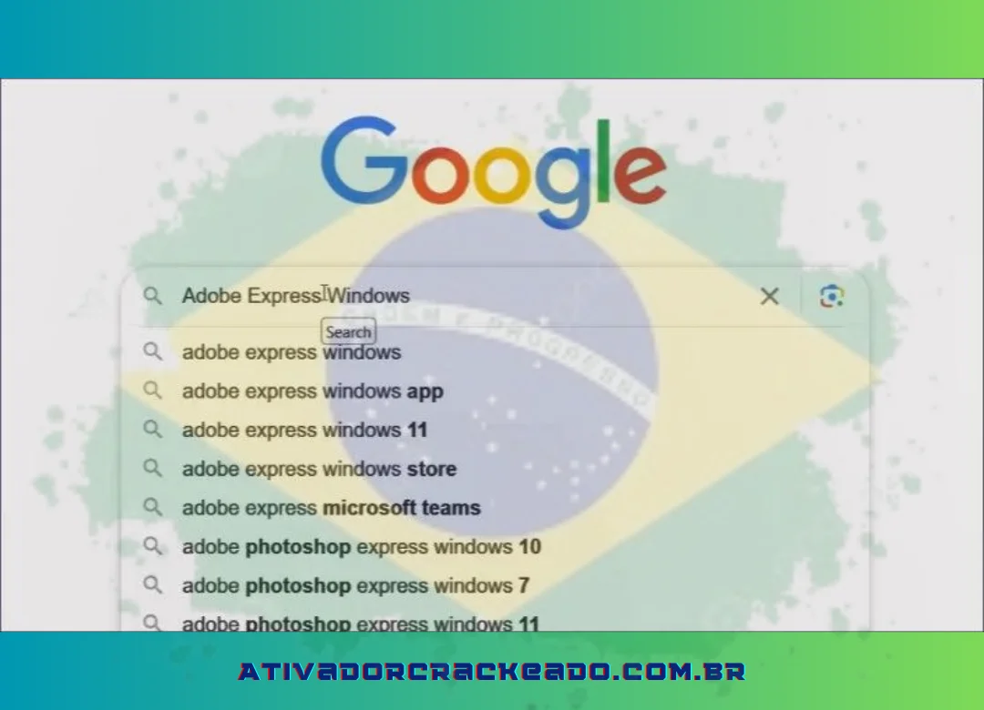 1 Digite “Adobe Express Windows” em um mecanismo de busca como o Google. Em seguida, acesse www.adobe.comexpressdesign-app na internet.