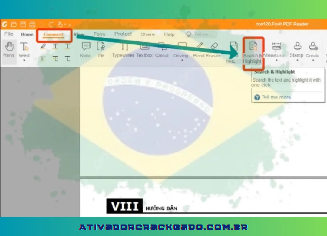 Além da abordagem mencionada acima, você tem a opção de clicar em Comentário e escolher Pesquisar e Destacar.