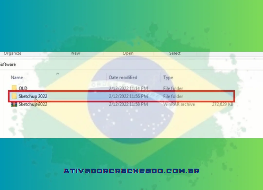 Clicar duas vezes fará com que o arquivo Sketchup 2022 seja extraído.