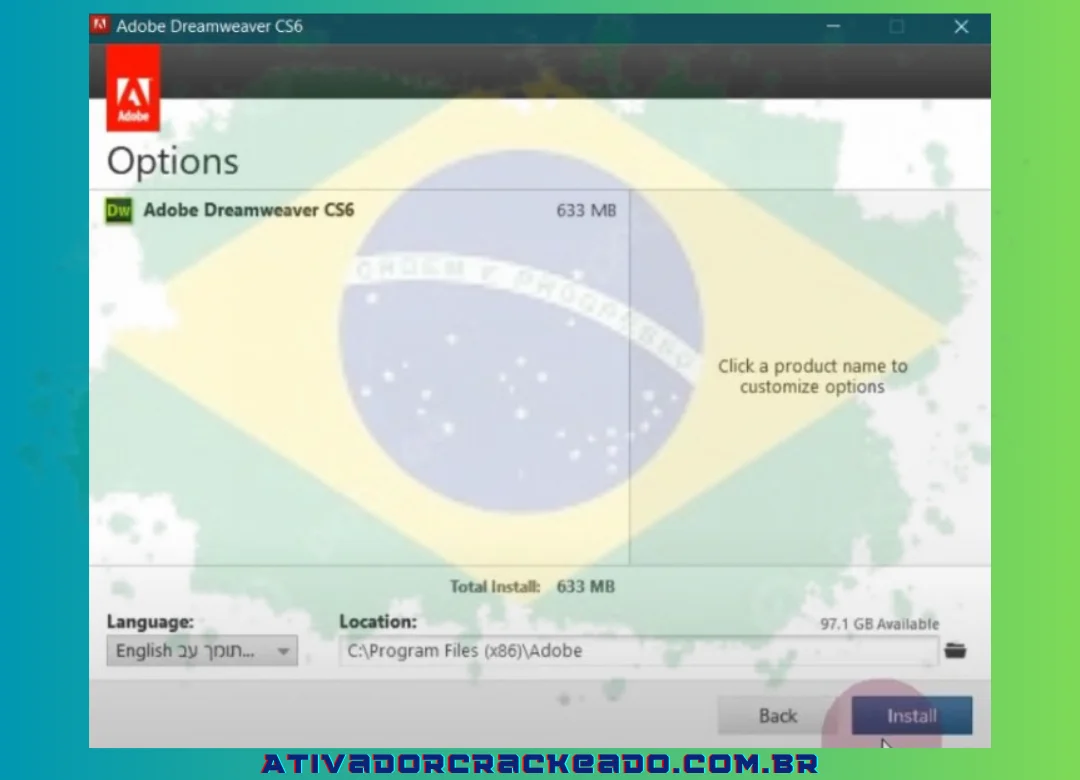 Clique em “Instalar” após colocar a instalação padrão na unidade C.