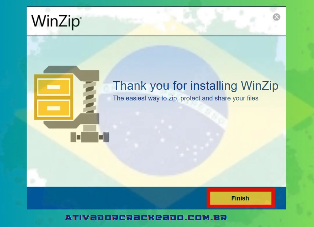 Concluir instalação Após a conclusão da instalação, clique em “Concluir”. E pronto! Agora você pode compactar