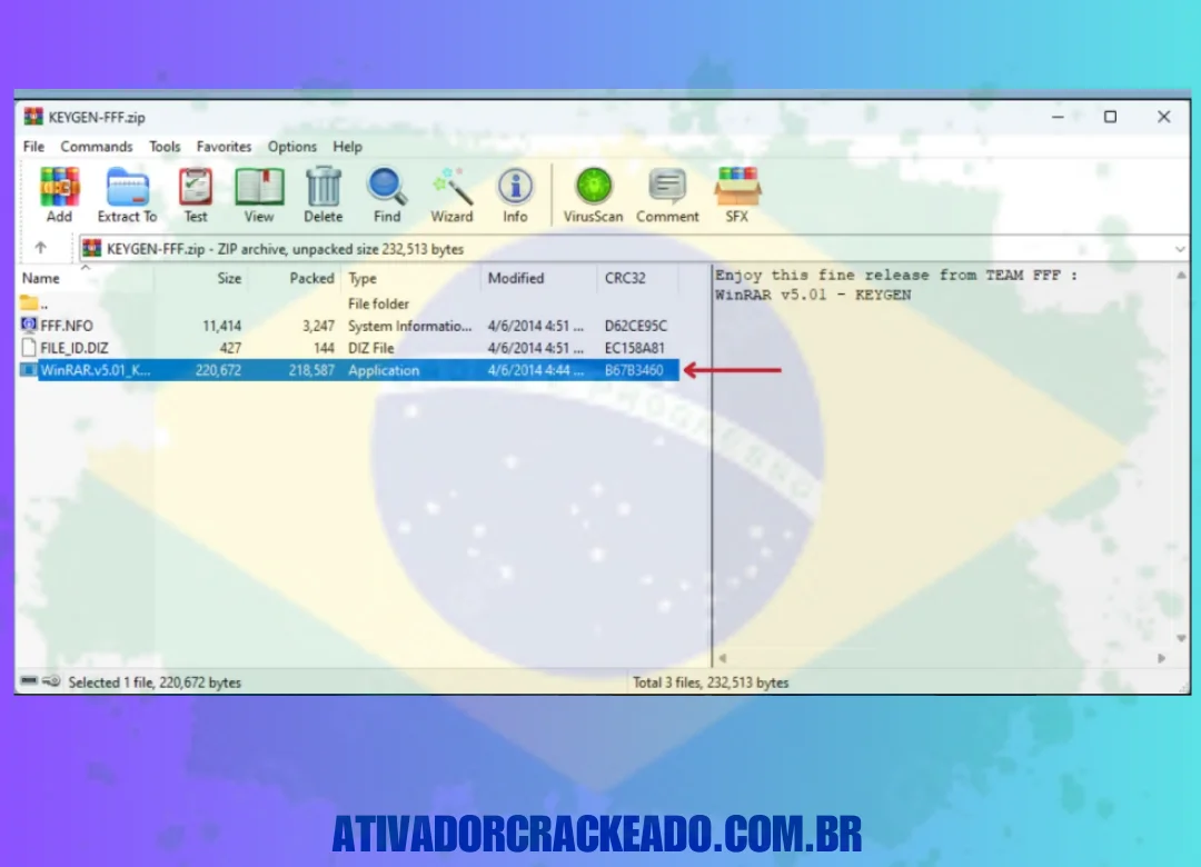 Depois disso, abra o arquivo WinRAR patch mostrado na captura de tela.