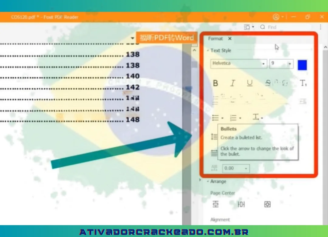 Então, ao inserir dados no PDF Reader, você pode escolher fontes ou formatos alternativos.