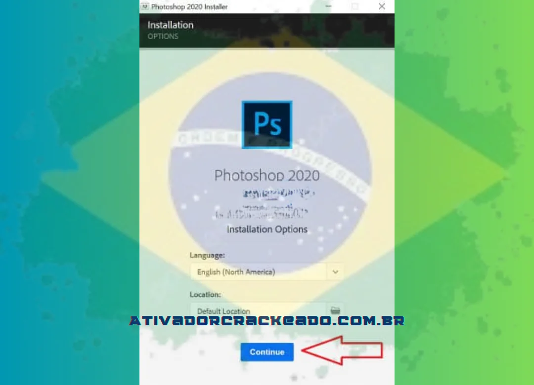Escolha Instalar a ativação completa do Photoshop CC 2020 mais uma vez.