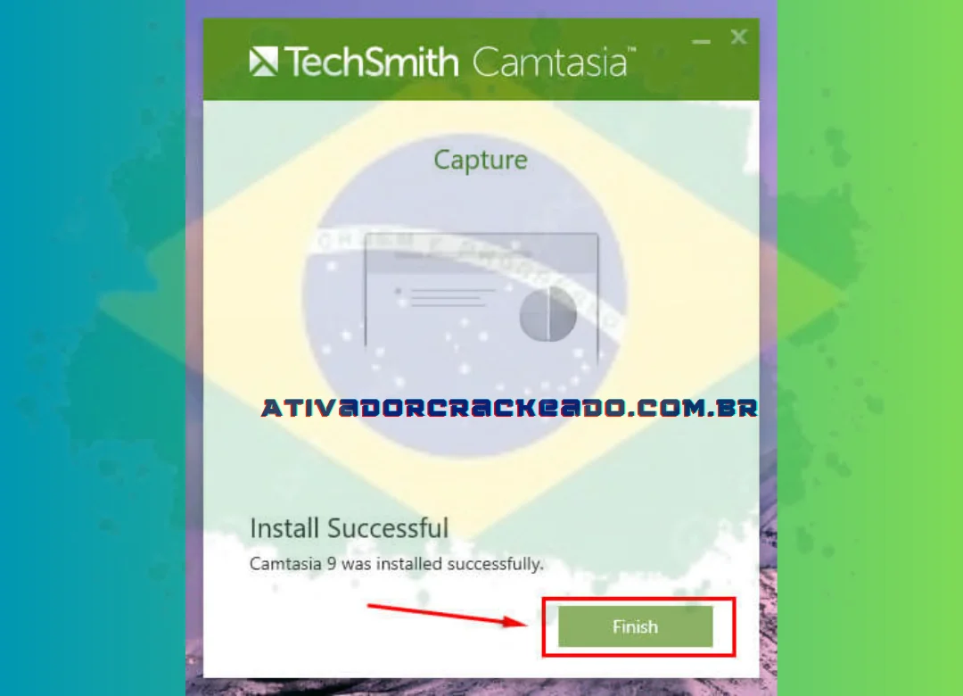 Para concluir a instalação do Camtasia 9 no Windows 10, clique em Concluir.