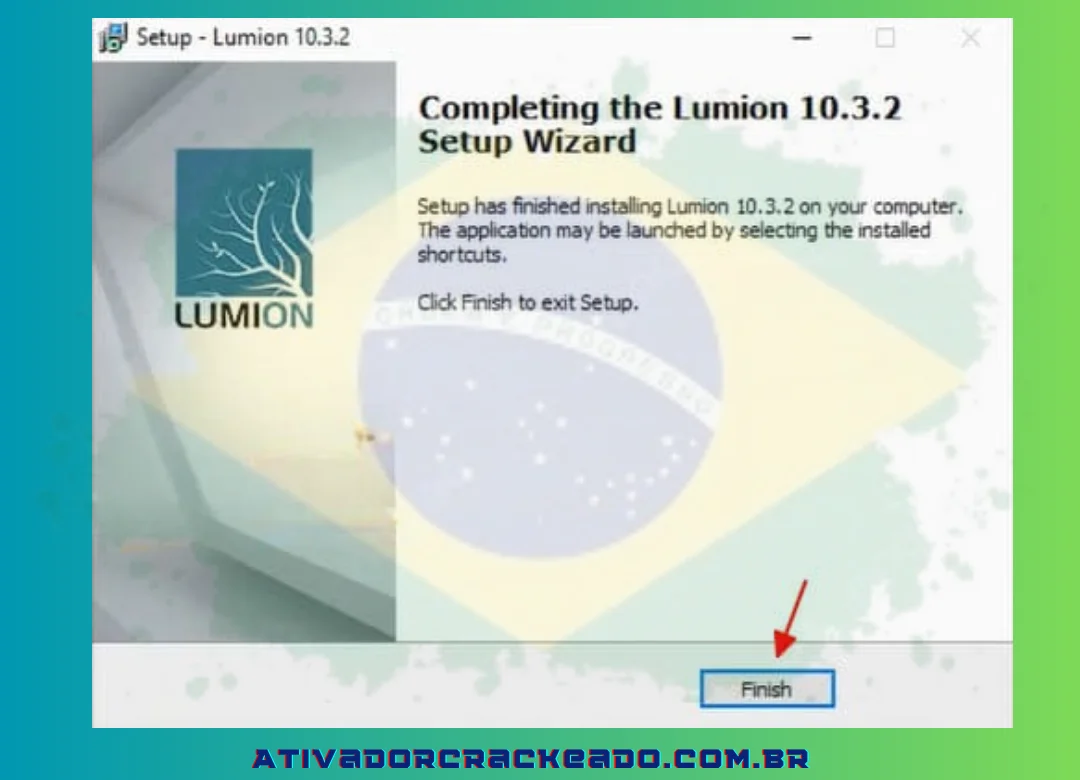Para concluir a instalação do Lumion 10 em seu computador, clique em Concluir.