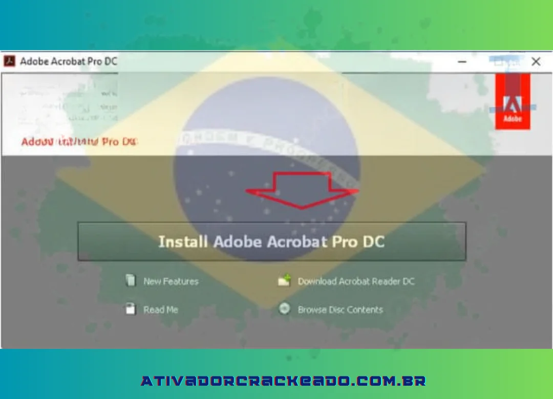 Para iniciar o processo de instalação, escolha Instalar Adobe Acrobat Pro DC.
