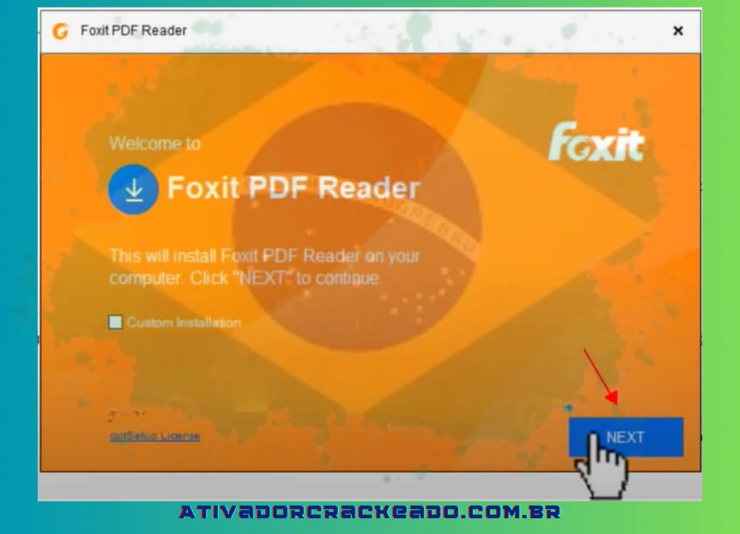 To install Foxit Reader, choose Next as shown below.