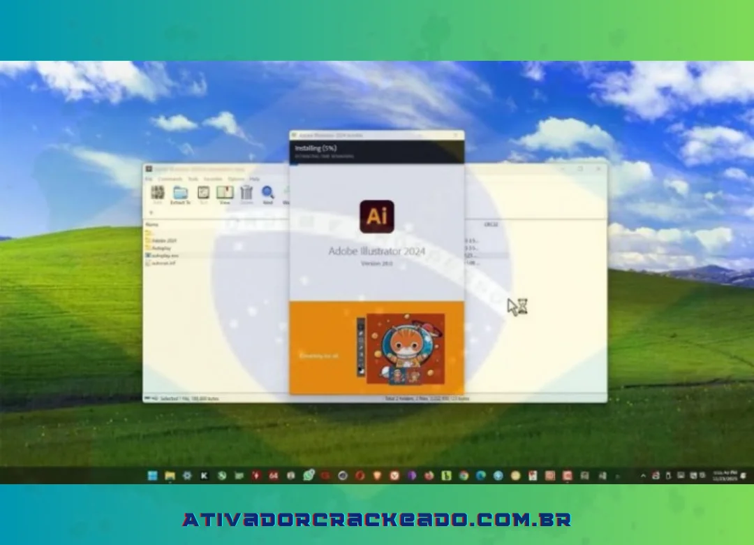 Aguarde a instalação bem-sucedida do Adobe Illustrator 2024.