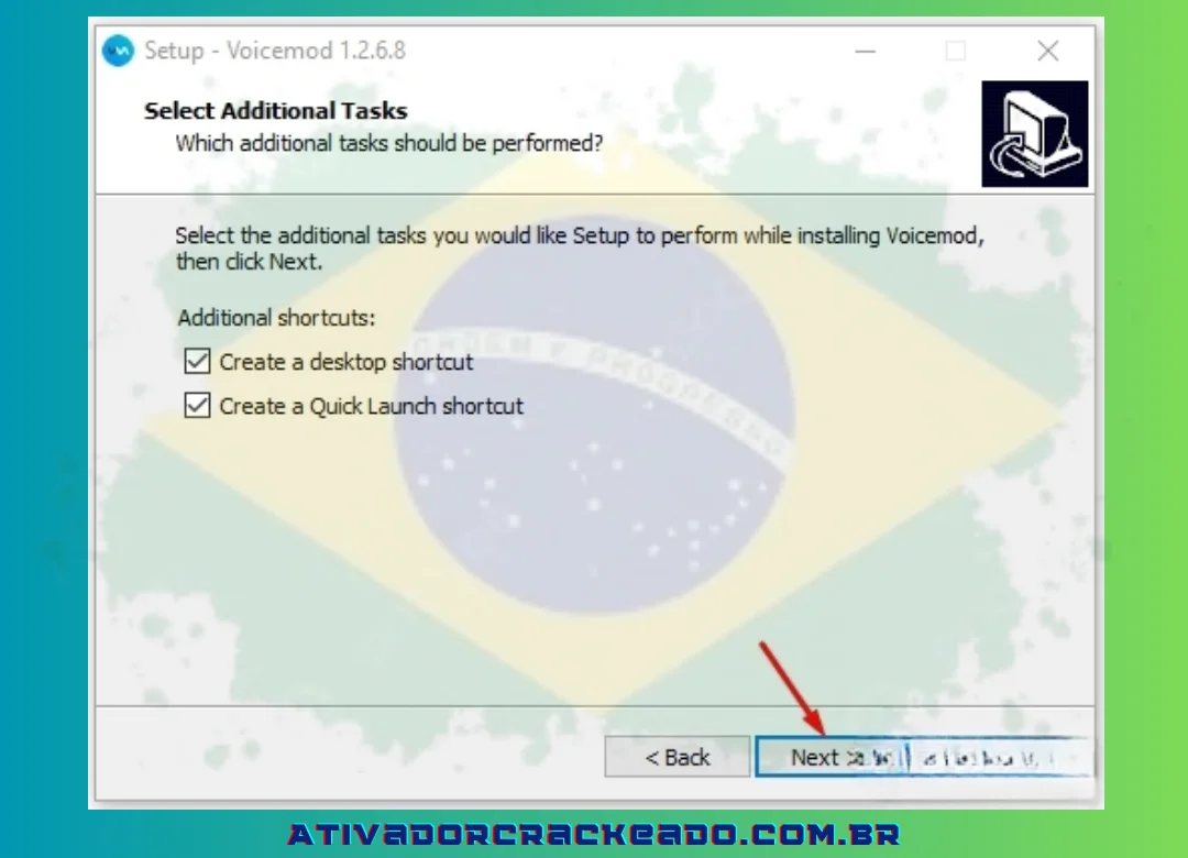 Clique em “Avançar” após deixar o padrão conforme mostrado abaixo.