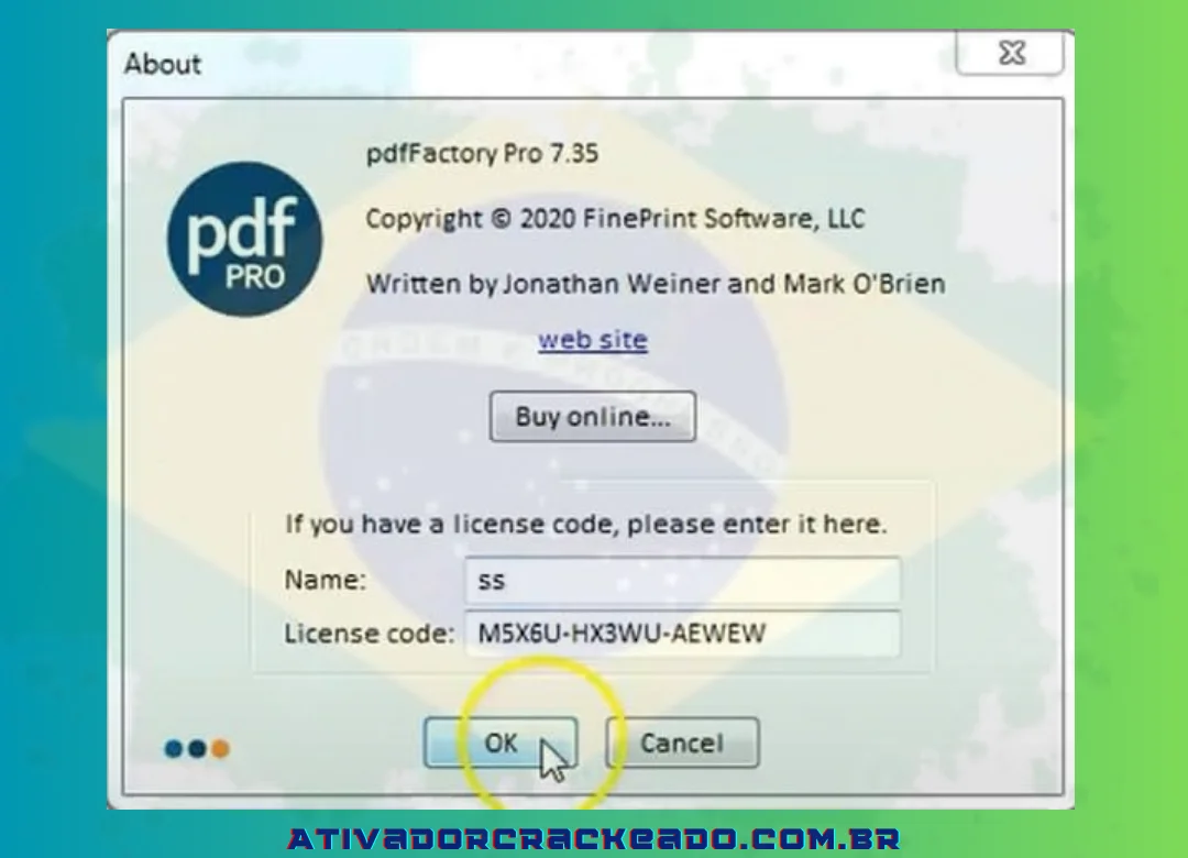 Código de licença chave do PDFfactory Pro M5X6U-HX3WU-AEWEW