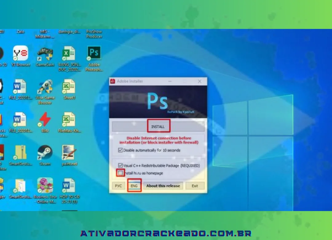 Nota Desconecte a Internet durante todo o procedimento de instalação.