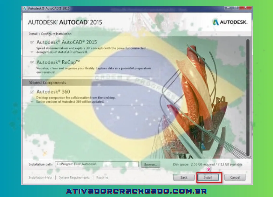 Para instalar o AutoCAD 2015 em português na íntegra no seu PC, clique