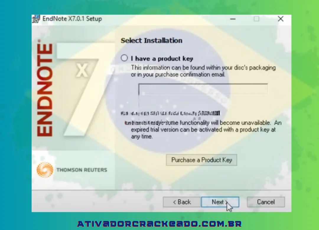 Se quiser utilizar a versão de teste por 30 dias, você pode marcar a segunda opção. Tente comprar uma chave de uso de longo prazo. Em seguida,