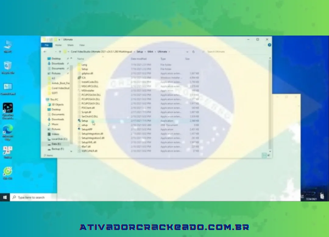 Abra o link Corel Videostudio Ultimate 2024 v20.0.1.260 MultilingualSetup64bitUltimate após descompactar o programa.