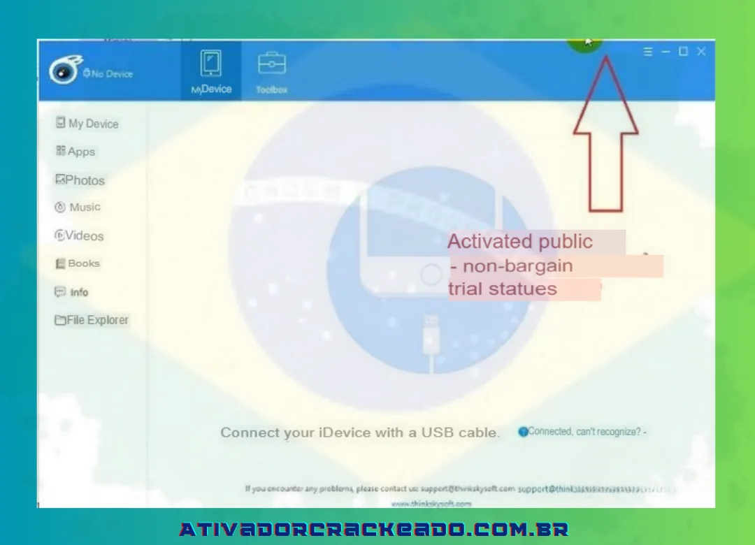 Agora você pode usar o software, o ícone Ativar desapareceu.