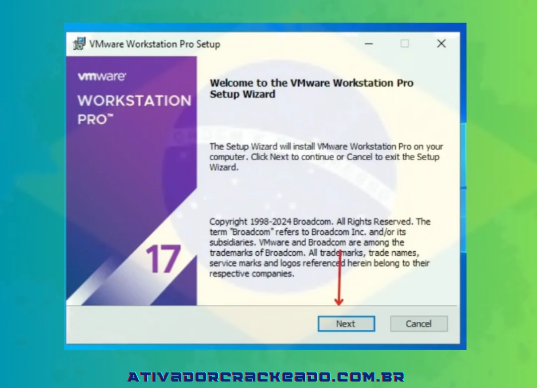 Bem-vindo ao assistente de configuração do VMware Workstation Pro e simplesmente clique em ‘Avançar’.