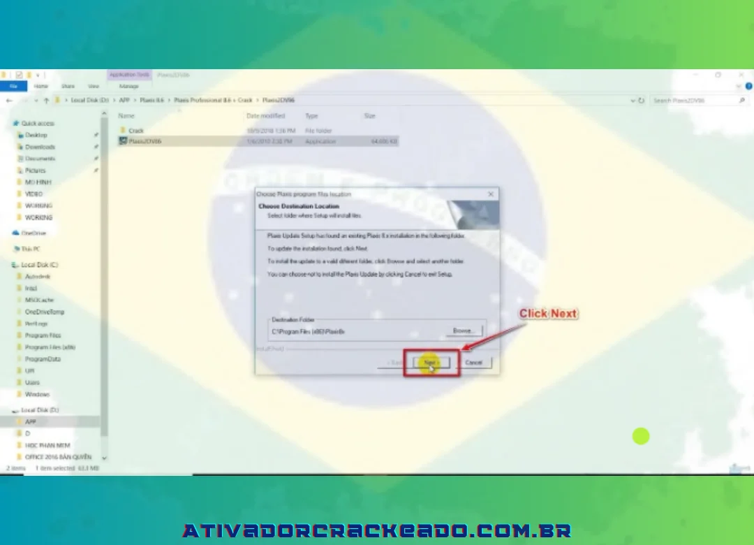 Clique em Avançar na interface do assistente do installShield.