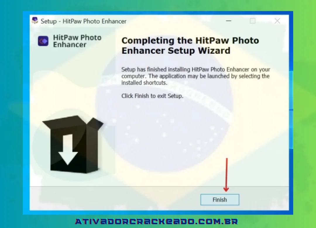 Clique em “concluir” para concluir a instalação do HitPaw Photo Enhancer.