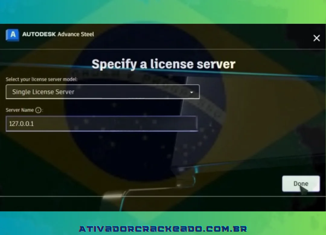 Copie “127.0.0.1” do arquivo “Leiame” e cole-o no campo “Nome do Servidor”.