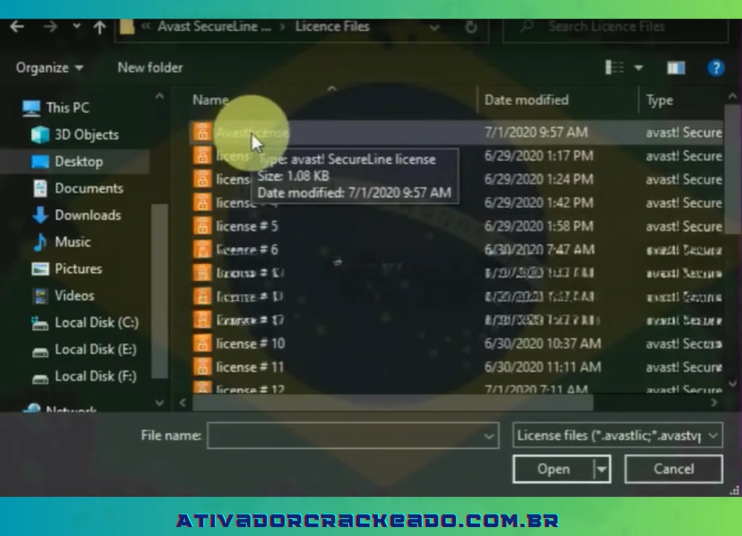 Depois de extrair os arquivos de licença, abra a tecla AVAST Securine VPN 2024.