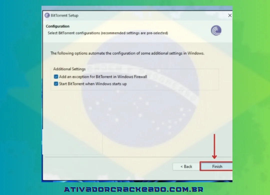 Depois disso, você precisa selecionar configurações adicionais. Em seguida, clique em Concluir.