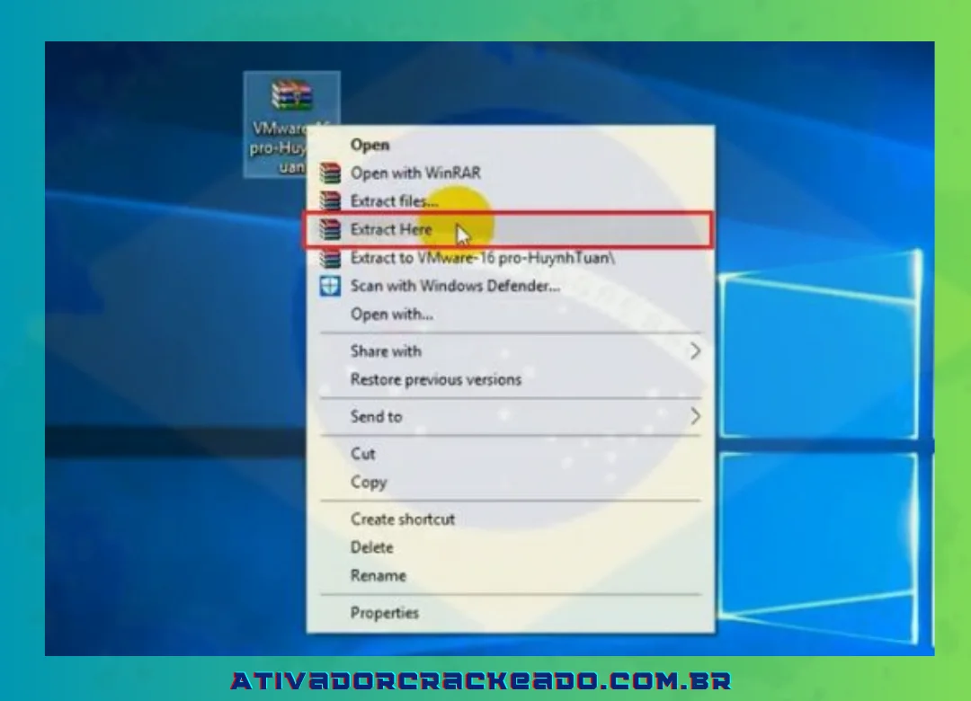 Extraia o arquivo de instalação “VMware-16 pro”.