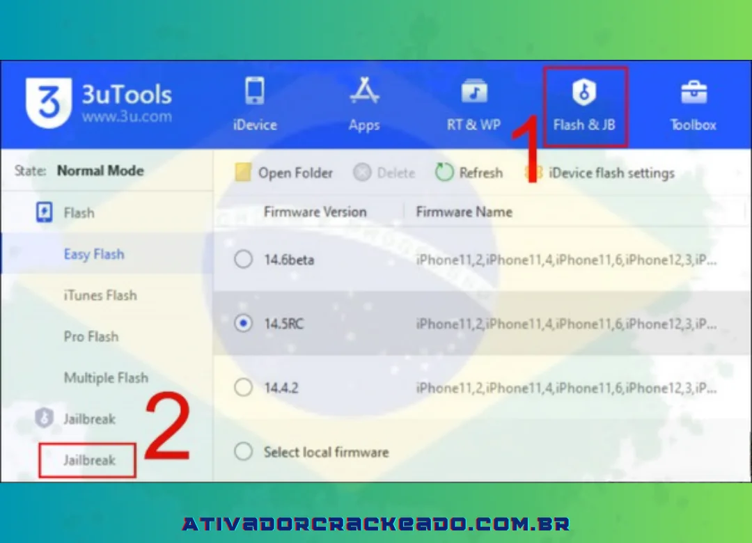 Localize “Flash & JB” e escolha “Jailbreak”.