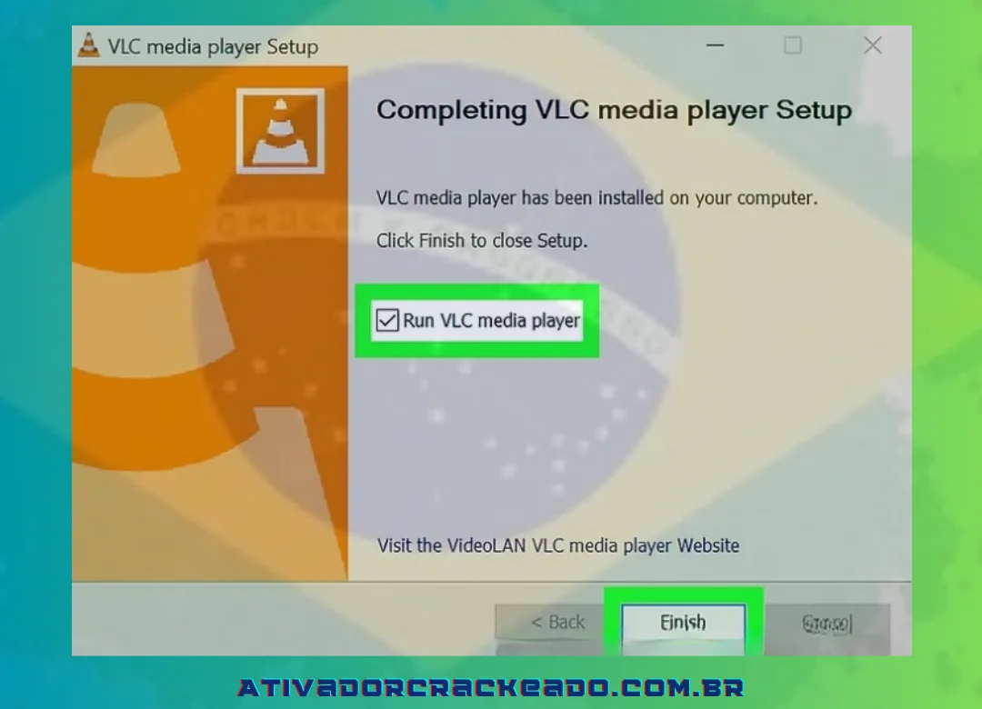 Pressione Instalação. Está localizado perto do fundo da página. Ao fazer isso, o VLC Media Player está instalado no seu computador.
