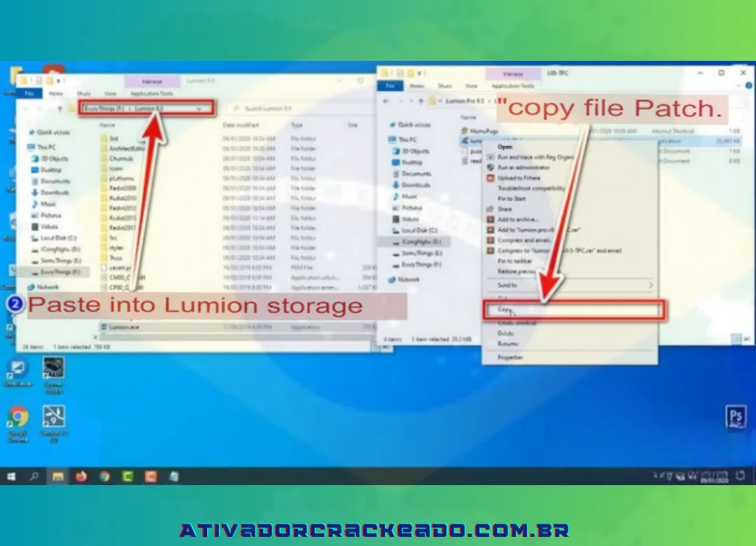 Transfira o arquivo Patch para o diretório CProgram FilesLumion 9.5. Execute o arquivo de patch como administrador depois disso.