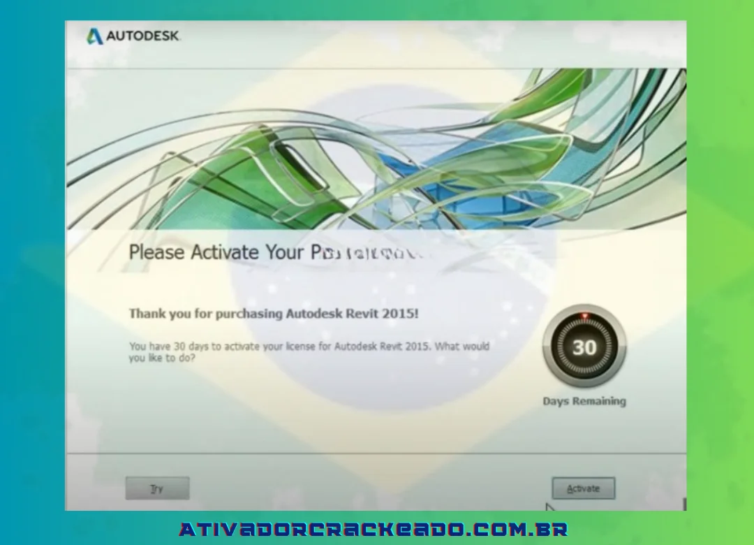 Usando o Active, agora você pode ativar o programa Revit 2015.