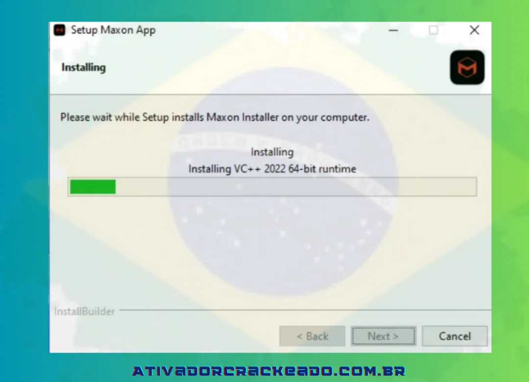 A instalação começará e será concluída em pouco tempo.