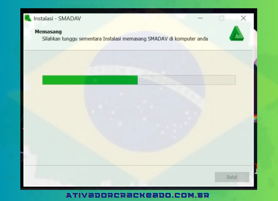 A instalação do programa começará e uma barra de preenchimento informará sobre o status da instalação do programa. (1)