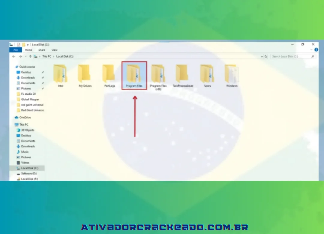 Abra o disco local C e depois abra a pasta de arquivos de programas.
