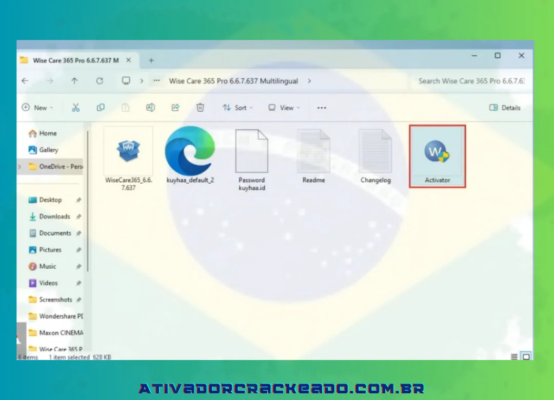Agora, execute o ativador do arquivo baixado.
