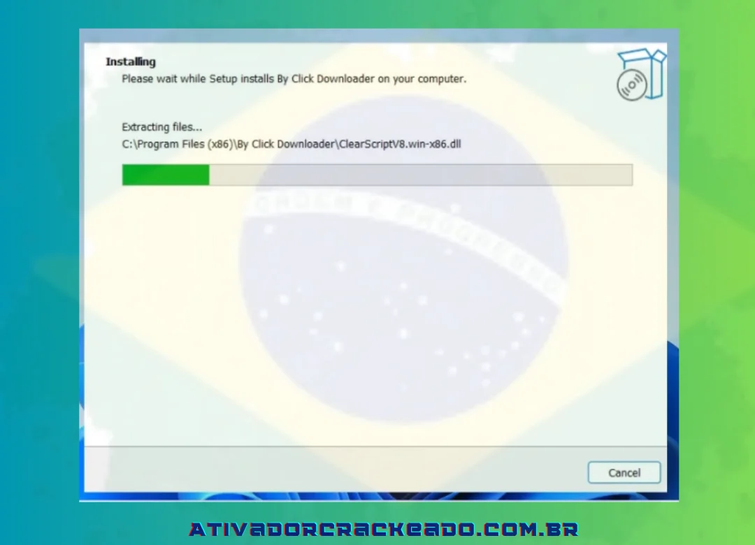 Agora, você pode ver o status da instalação deste downloader de vídeo.