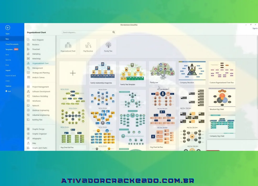 Agora você quebrou com sucesso o programa Wondershare Edrawmax. Esta é a interface quebrada.