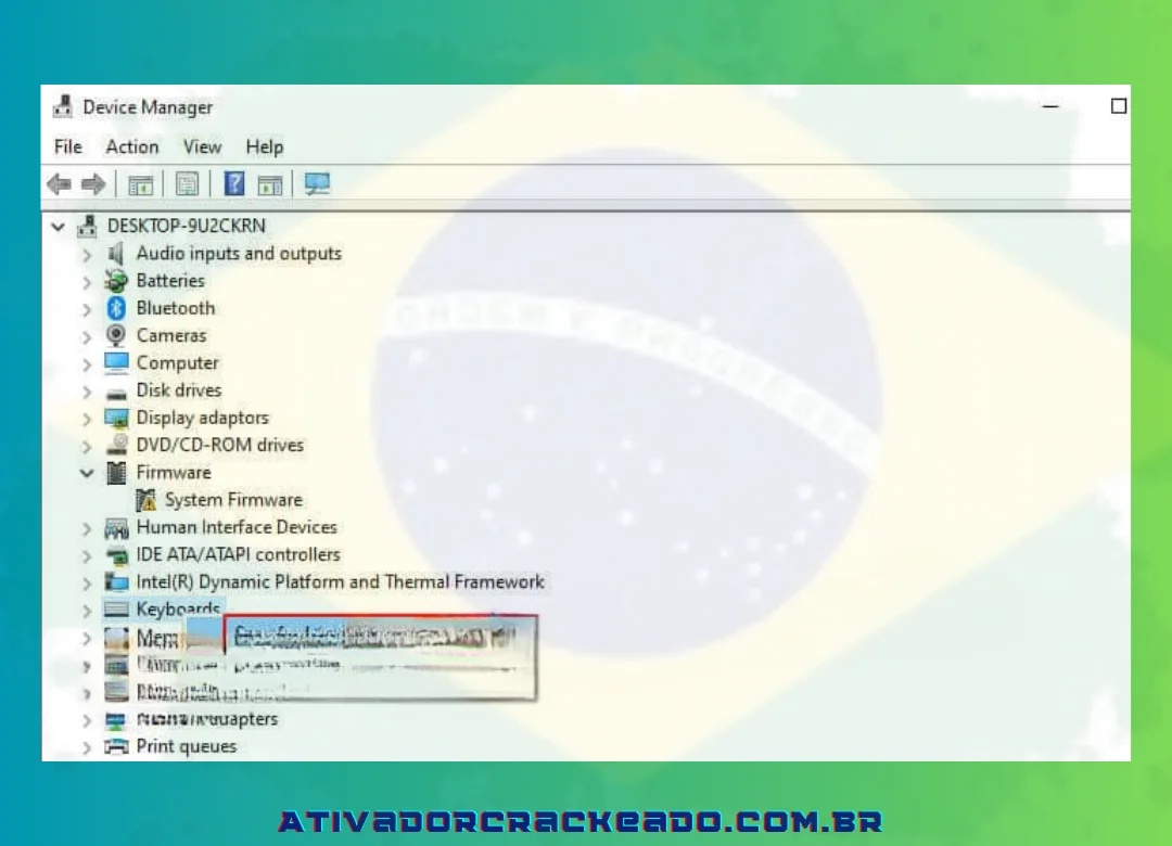 Clique com o botão direito do mouse nos teclados ⇒ Selecione a varredura para alterações de hardware.