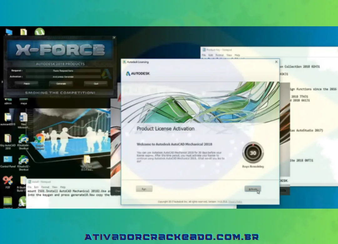 Clique no ícone do Autodesk AutoCAD Mechanical 2018 na tela principal - Clique em “Ativar”