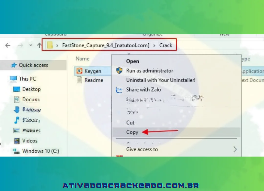 Copie Keygen no arquivo crack