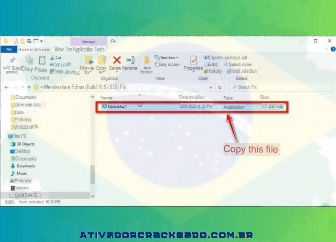 Copie o arquivo EdrawMax1 da pasta Fix após a instalação.