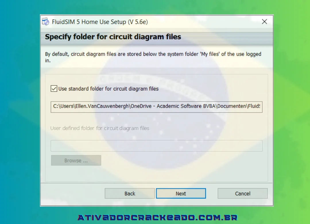 Decida um local de armazenamento para os arquivos do diagrama de circuito.