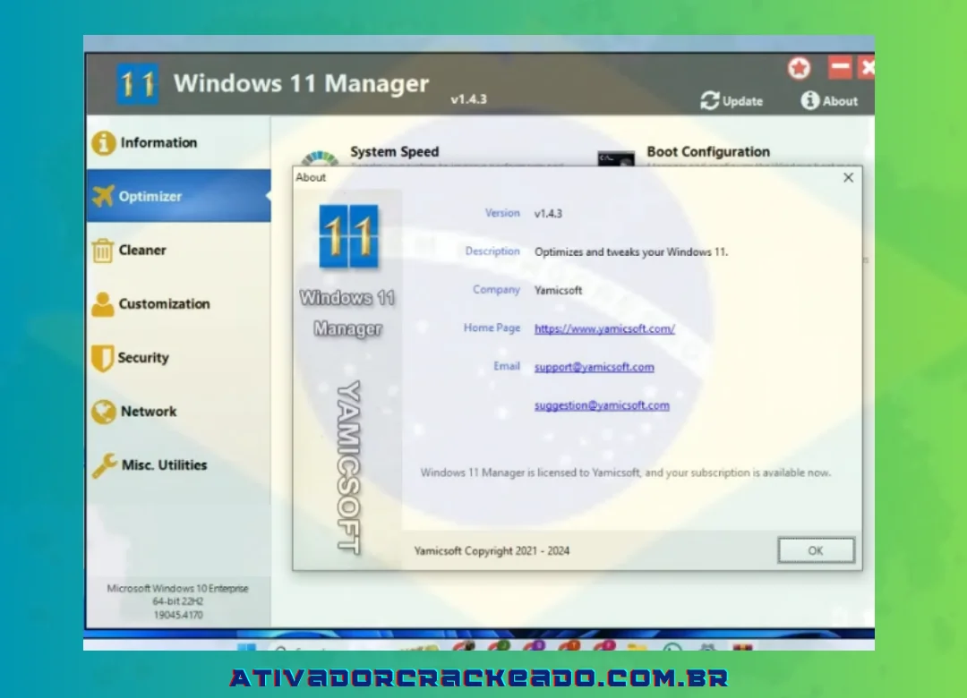 Depois disso, você pode ver que o Windows Manager já está ativado antes e não precisa corrigir ou quebrar.