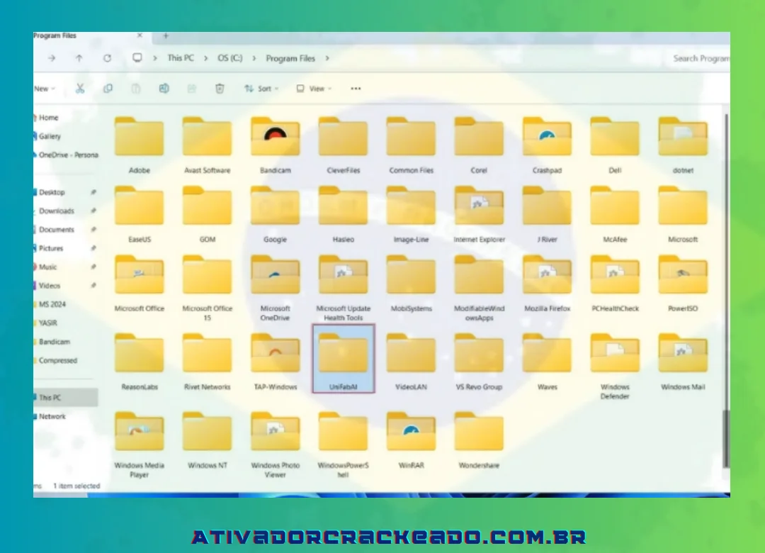 Depois disso, você precisa ir para Arquivos de Programas no seu PC. Lá, você encontrará uma pasta chamada “UniFabAI”. Abra esta pasta, conforme mostrado na imagem abaixo.